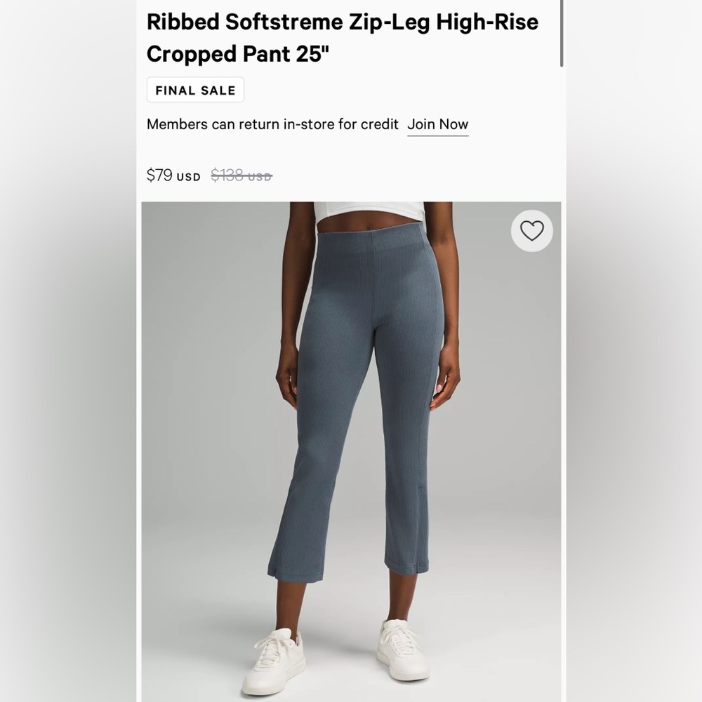 Lululemon Ribbed Softsteme Pant 25” - Picture 1 of 3